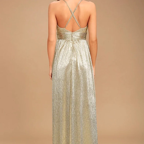 New Lulus Gilded Goddess Gold Maxi Dress - Picture 3 of 5